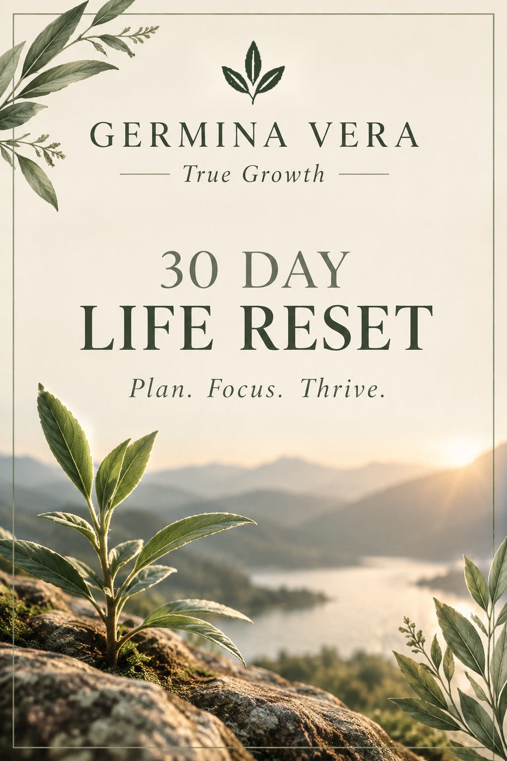 Germina Vera 30 Day Life Reset cover with approved sprout logo, standardized 2:3 size