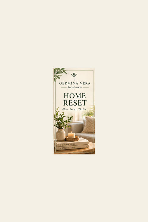 Germina Vera Home Reset cover with approved sprout logo, standardized 2:3 size