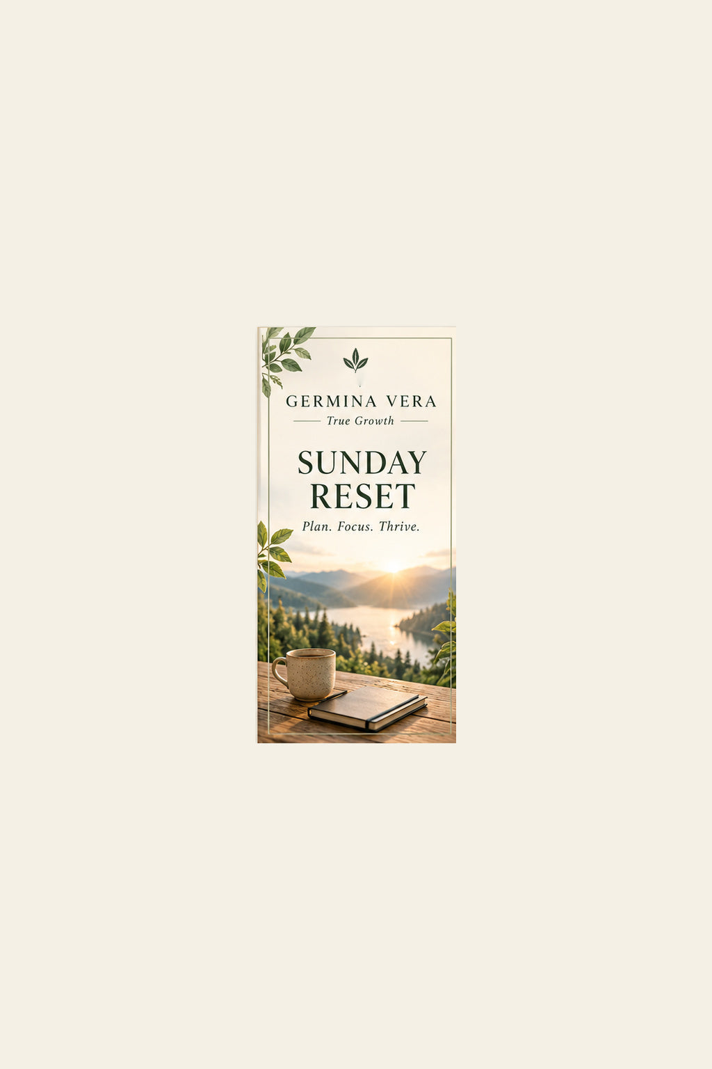 Germina Vera Sunday Reset cover with approved sprout logo, standardized 2:3 size